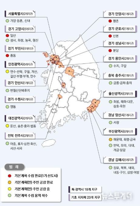 전국 노후계획도시 정비 추진 현황
